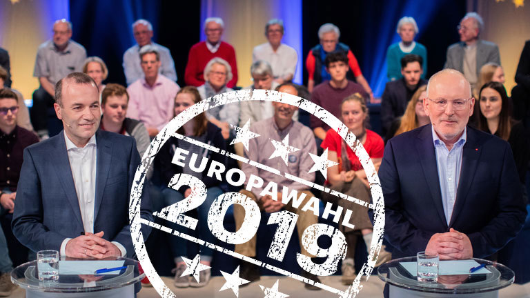 Bei der EU-Wahlarena in der ARD traten die Spitzenkandidaten Timmermans und Weber gegeneinander an.