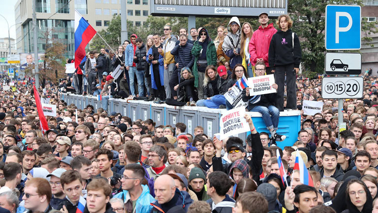 Proteste in Moskau am 10. August 2019. Die Menschen fordern faire Wahlen.