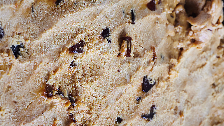 Ice cream with pieces macro detailed surface texture