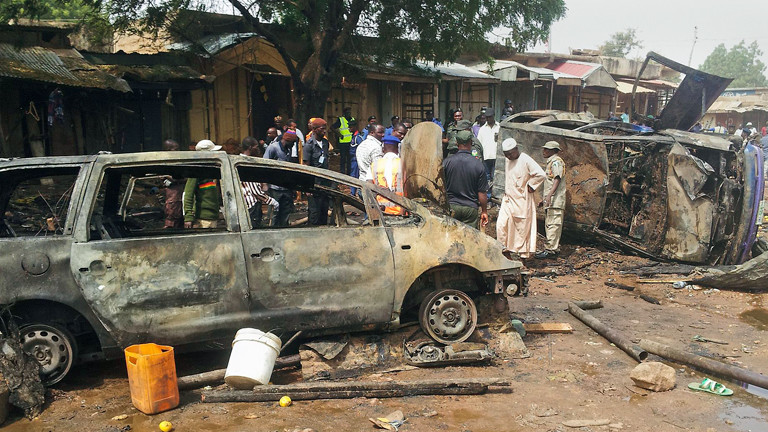 Szene nach einem Attentat in der nigerianischen Stadt Gombe.