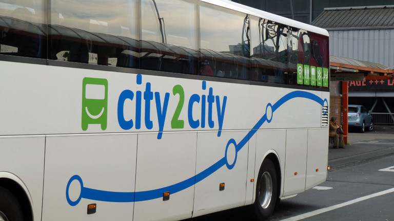 Ein Linienbus von city2city, eine Tochter der britischen National Express Group, kurz NX Group, aufgenommen am 24.09.2014 in Köln.