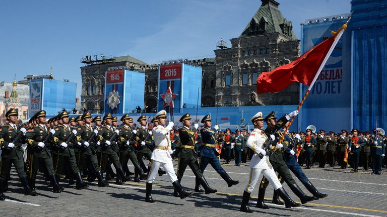 Chinesische Soldaten nehmen an der Generalprobe zur russischen Militärparade zum Kriegsende vor 70 Jahren teil.