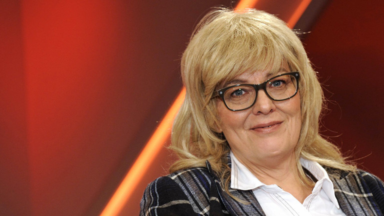 Marie Merklinger im TV-Studio.