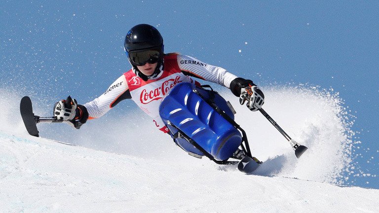 Anna Schaffelhuber bei einem Wettbewerb auf dem Monoskibob bei den Paralympics (11.03.18)