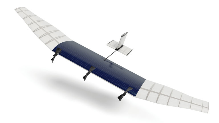 Eine Drohne die Facebook nutzen will, um Internet-Zugänge in entlegene Regionen zu bringen. Die Drohnen sollen in einer Höhe von rund 20 Kilometern kreisen und Geräte am Boden mit Satelliten verbinden.