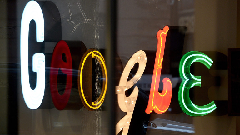 Google-Logo am New Yorker Büro des Unternehmens