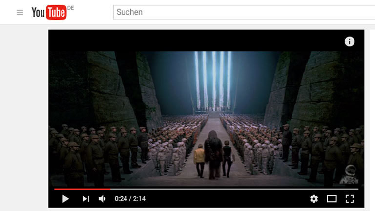 Youtube-Screenshot des Videos "Star Wars minus Williams" der "Auralnauts"