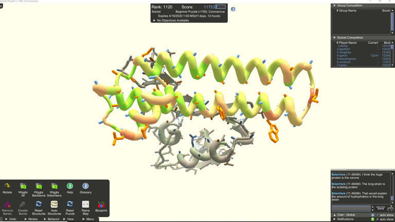 Screenshot des Computerspiels "Fold it"