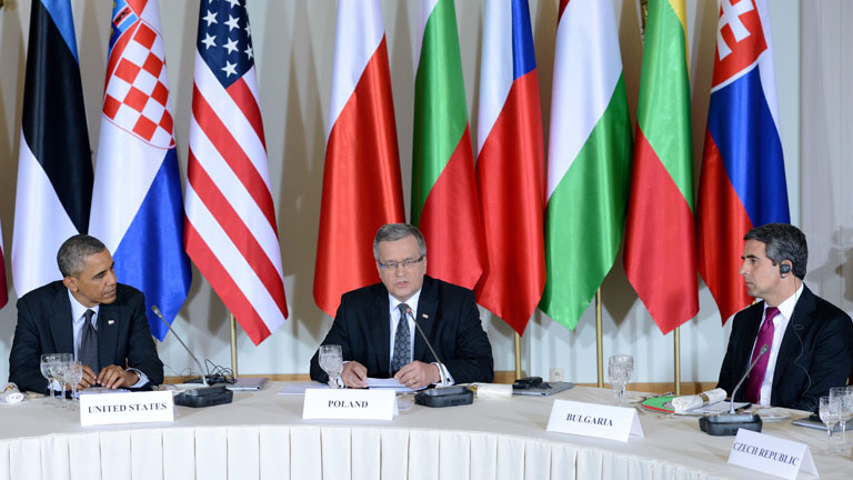 Barack Obama, Bronislaw Komorowski und Rosen Plevneliev