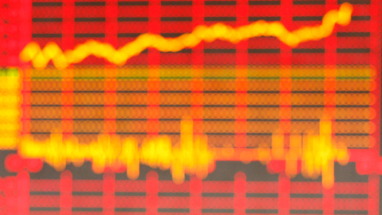 Ein aufsteigender Börsenkurs.