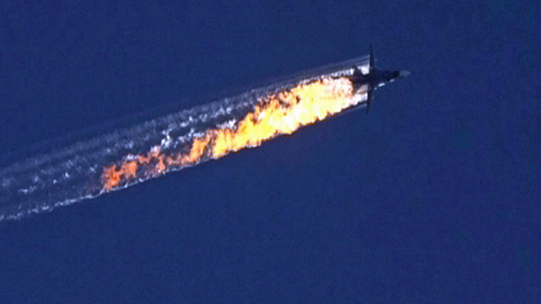 Der Absturz eines russischen Kampfjets an der türkisch-syrischen Grenze.