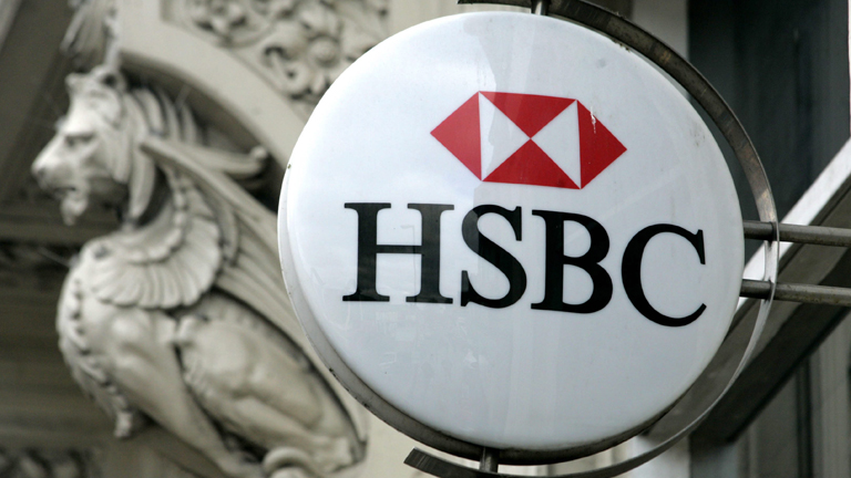 Der Eingang zu einer HSBC-Bank in Birmingham