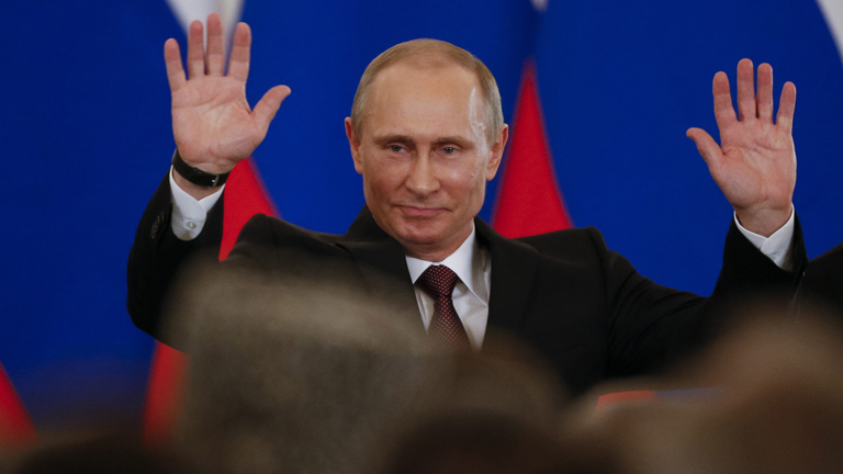 Wladimir Putin nach der Vertragsunterzeichnung zur Aufnahme der Krim in die Russische Föderation.