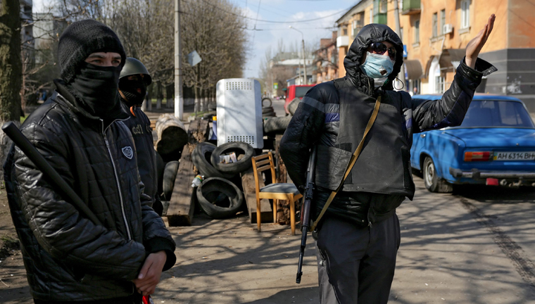 Pro-russische Proteste in Slaviansk