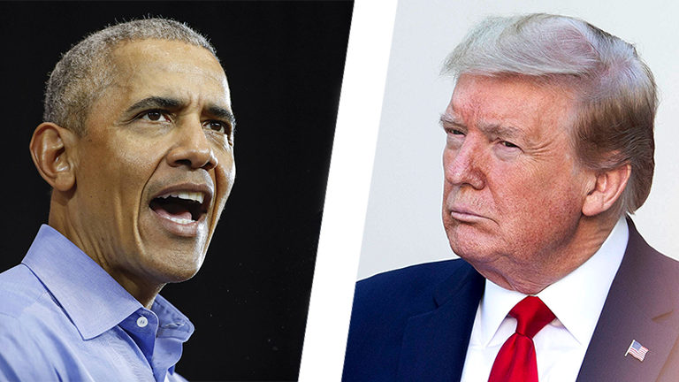Collage: Barack Obama vs Donald Trump
