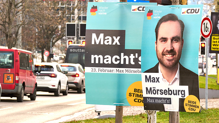 Wahlplakat zeigt den Kandidaten Max Mörseburg (CDU)
