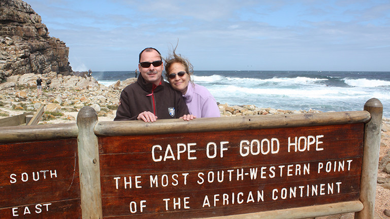 Marcel und Raphaela Franke am Kap der Guten Hoffnung in Südafrika