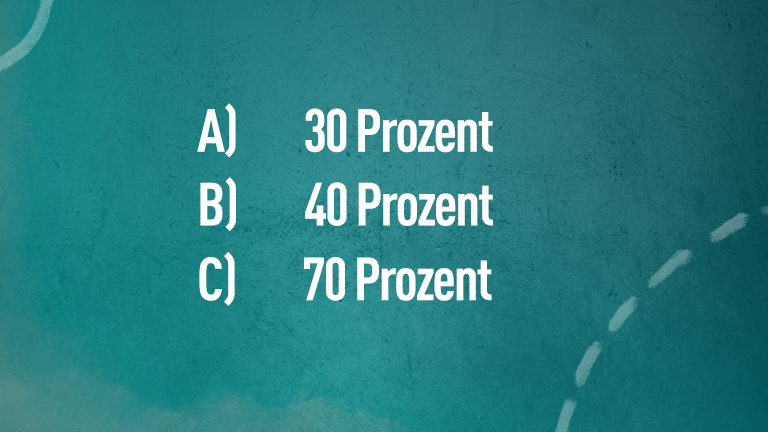 A) 30 Prozent, B) 40 Prozent, C) 70 Prozent