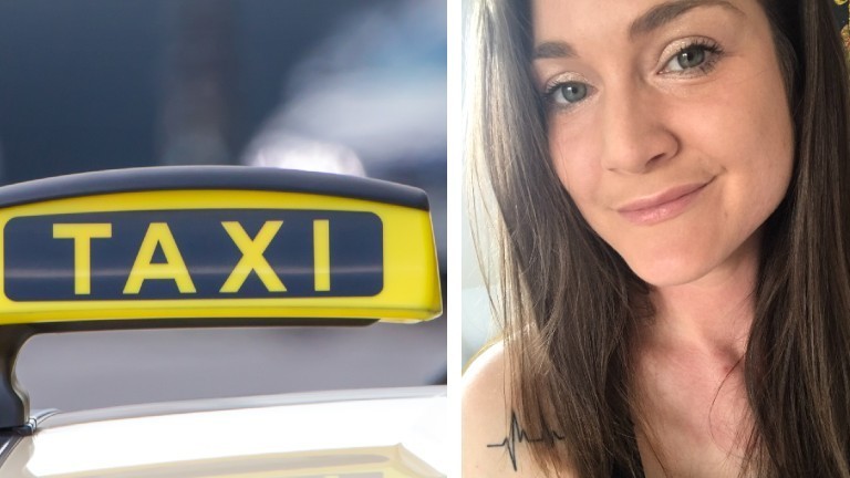 Symbolbild Taxi und Taxifahrerin Sarah.
