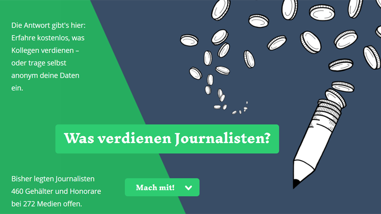 Screenshot der Seite wasjournalistenverdienen.de