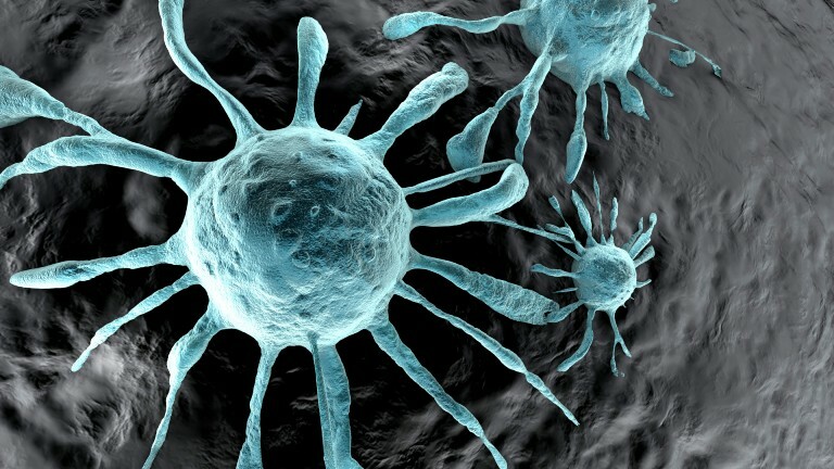 Krebszelle auf gesundem Gewebe.