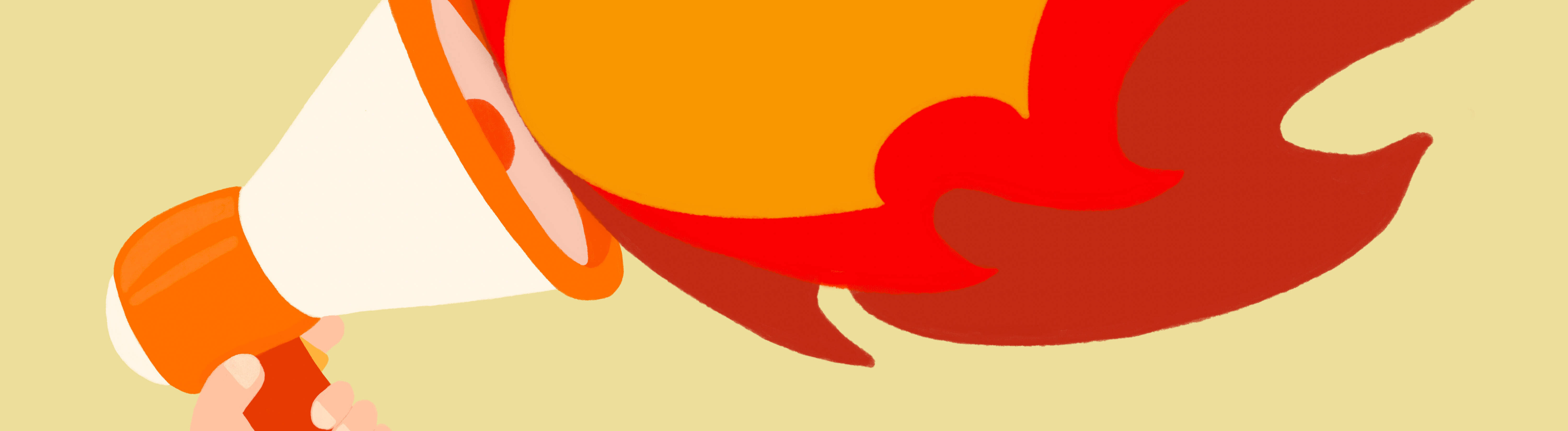 Illustration eines Megaphons, das Feuer spuckt.