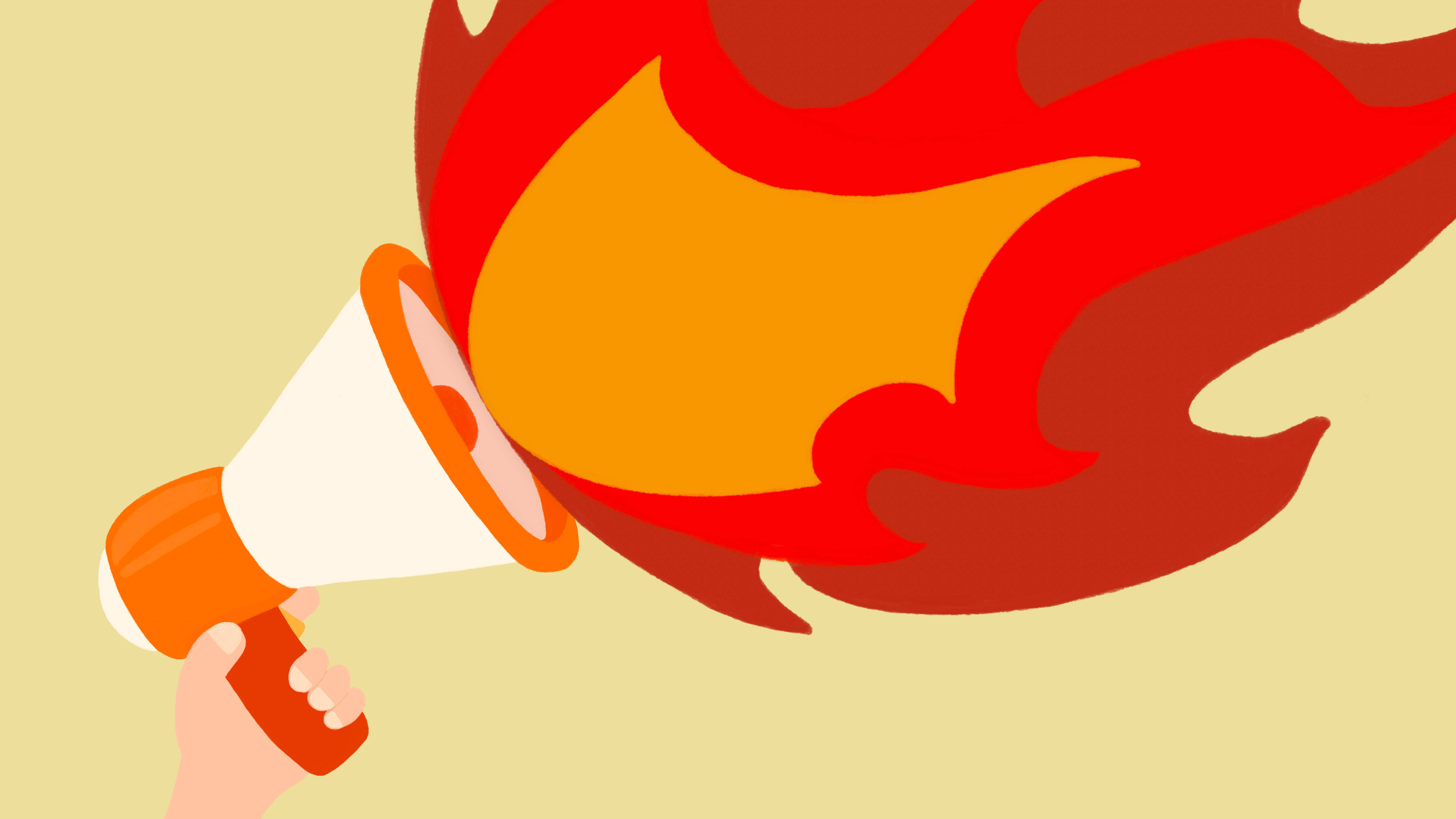 Illustration eines Megaphons, das Feuer spuckt.