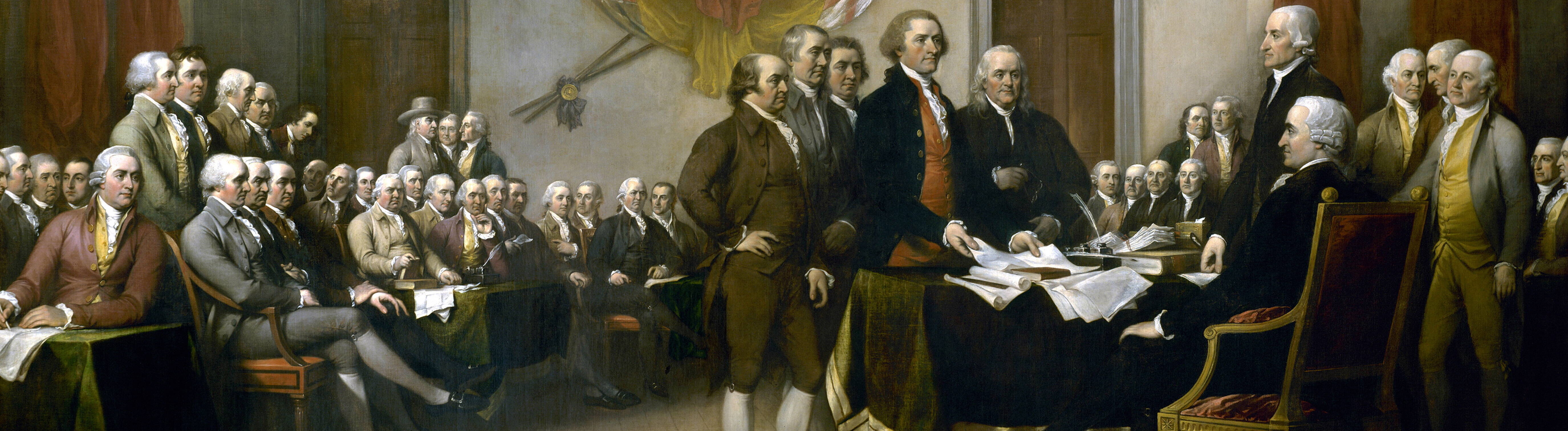 Das Gemälde von John Trumbull zeigt, wie die Unabhängigkeitserklärung dem Kontinentalkongress vorgelegt wird.