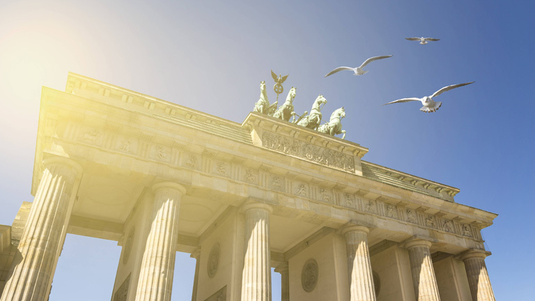 Möwen am Brandenburger Tor in Berlin
