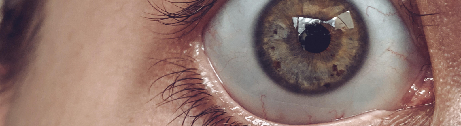 Ein weit aufgerissenes menschliches Auge