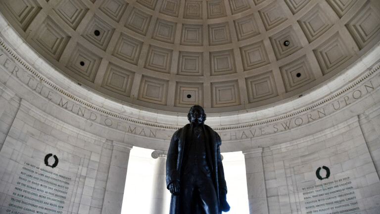 Das Thomas Jefferson Memorial in Washington DC, aufgenommen am 4. April 2021