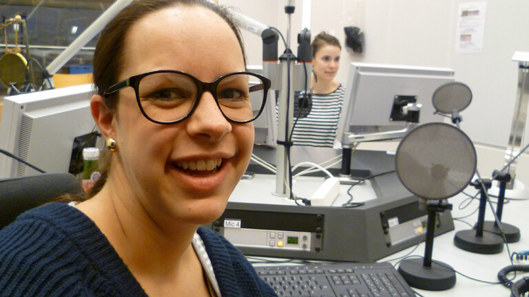Die Braumeisterin und Hellers-Chefin Anna Heller im DRadio-Wissen-Studio am 23.03.2015.