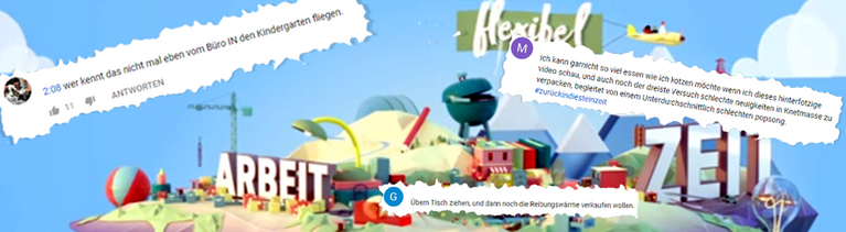 Screenshot des Startbildes des Video bei Youtube, dazu einige Kommentare