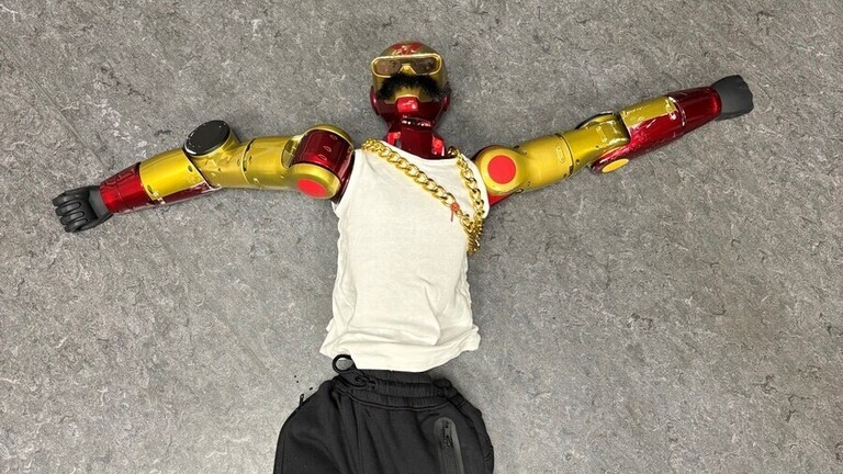 Ein rot-goldener Roboter