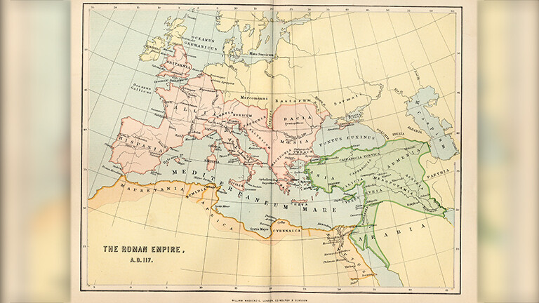 Karte des Römischen Reiches im Jahr 117 n. Chr. Aus der National Encyclopaedia, herausgegeben von William Mackenzie, London, Ende des 19. Jahrhunderts