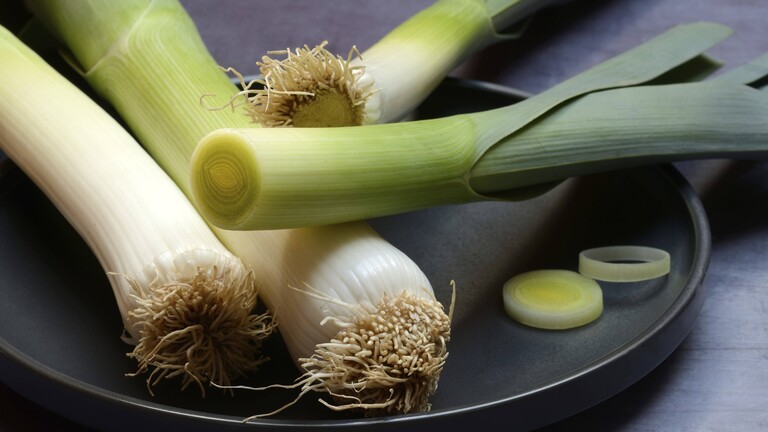 Lauchstangen auf einem Teller
