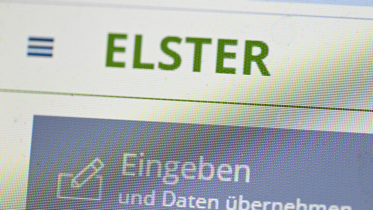 Die Eingabe des Steuerportals Elster, dargestellt auf einem Computerbildschirm.