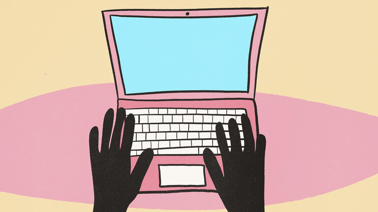 Grafik: Finger tippen auf Laptop