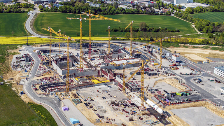 Innovationspark für Künstliche Intelligenz (IPAI) in Heilbronn. Baustelle. Der IPAI Campus wird einmal die Größe von 42 Fußballfeldern haben, rund drei Milliarden Euro werden investiert. Das Startkapital von 100 Millionen teilen sich das Land Baden-Württemberg und die Dieter-Schwarz-Stiftung.