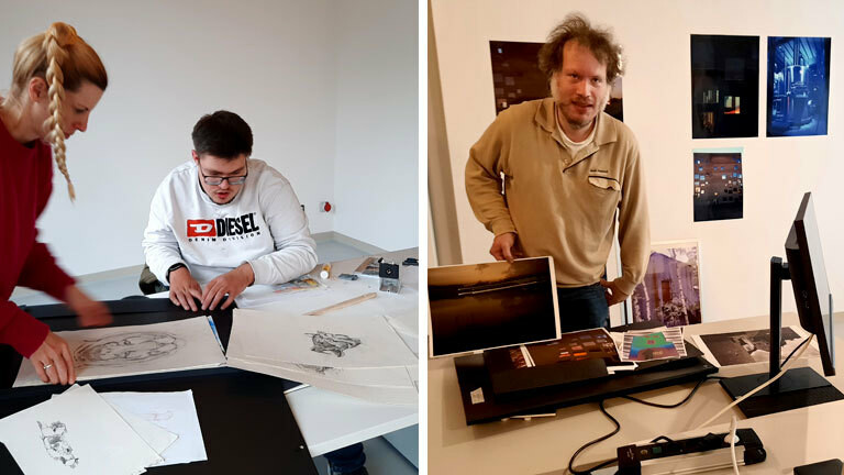 Elias von Martial und Ingo Patzer arbeiten als Künstler im Kunsthaus.