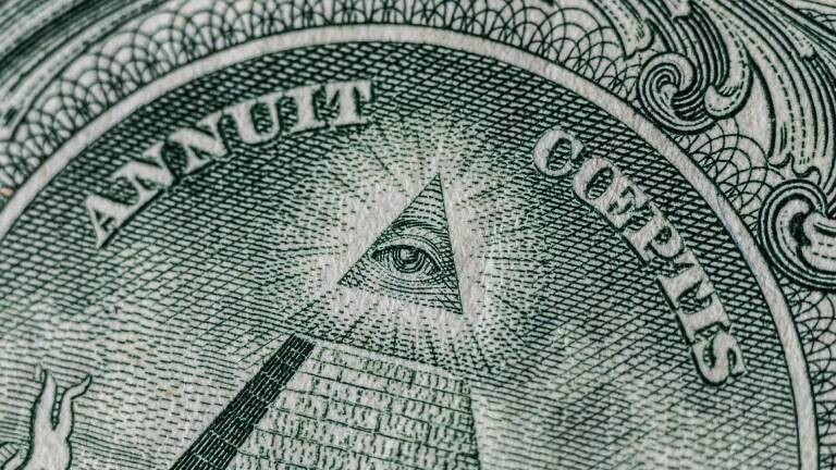 Eine Pyramide auf einem 1-Dollar-Schein.