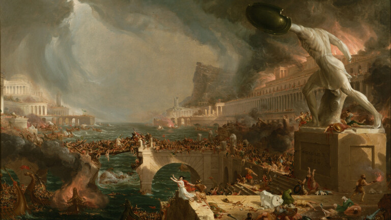 Der amerikanische Maler Thomas Cole stellte das Gemälde "The Course of Empire: Destruction" 1836 fertig. Heute befindet es sich in Besitz der New York Historical Society.