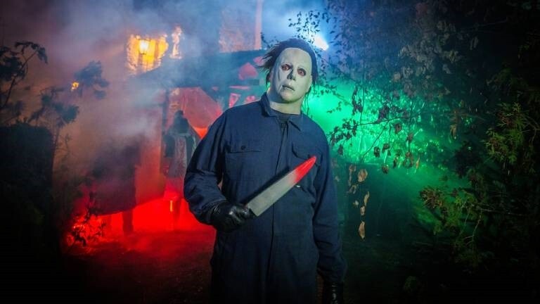 Die Figur "Michael Meiers" ist auf der Veranstaltung "Frankenstein Halloween" auf Burg Königstein unterwegs