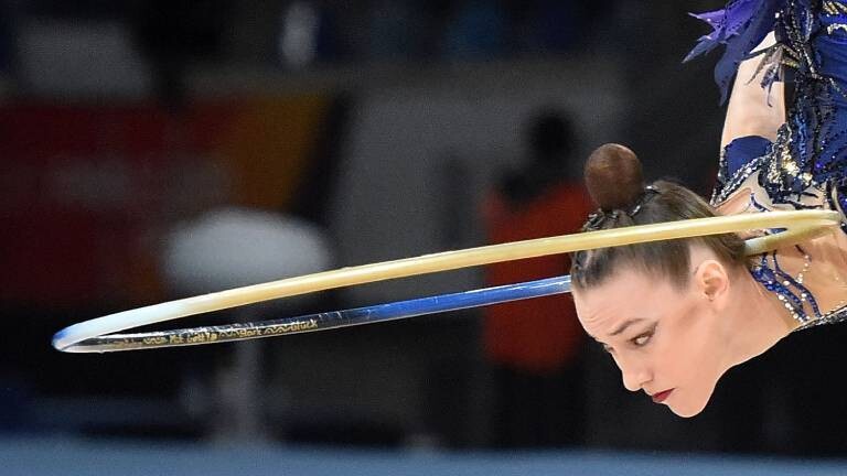Darja Varfolomeev (TSV Schmiden) mit Reifen während der Finals am 1. August 2025 in Dresden