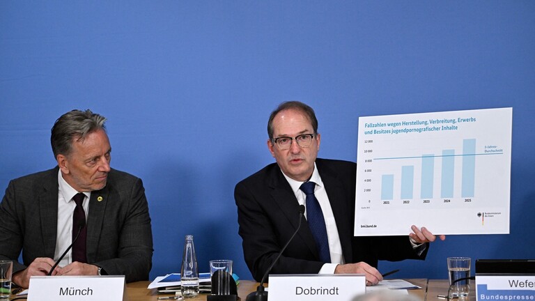 Innenminister Alexander Dobrindt (CSU) zeigt eine Kriminalitätsstatistik, neben ihm BKA-Präsident Holger Münch