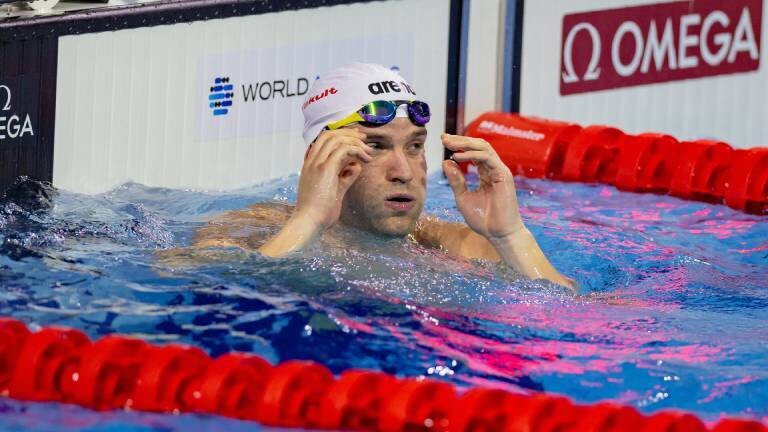 Marius Kusch, deutscher Profischwimmer bei den Finals 2024 in Budapest (Ungarn). 50m Schmetterling Männer,