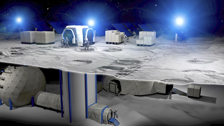 Illustration: Wie die zukünftige Besiedlung des Mondes aussehen könnte.