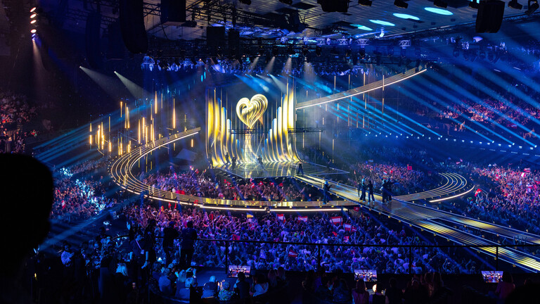 Die ESC-Bühne in der Wiener Stadthalle während des zweiten ESC Halbfinales am 14. Mai 2026.